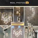 Modern gold crystal circular staircase chandelier villa foyer light