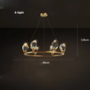 Modern gold crystal copper round chandelier dining room led light