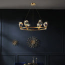 Modern gold crystal copper round chandelier dining room led light