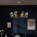 Modern gold crystal copper round chandelier dining room led light