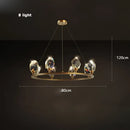 Modern gold crystal copper round chandelier dining room led light