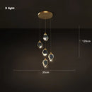 Modern gold crystal copper round chandelier dining room led light