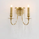 DecorBites™ Modern Gold Sconce Light: 1/2 Lights Corridor Wall Lamp with Elegant Metal Candle Design and Crystal Strand Decoration