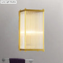 Modern gold crystal cuboid wall sconce light bedroom glass lamp