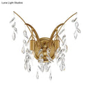 Modern gold crystal drop wall sconce living room branch light
