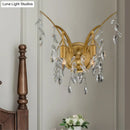 Modern gold crystal drop wall sconce living room branch light