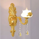 Modern gold crystal droplet wall mount light bedroom sconce