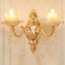 Modern gold crystal droplet wall mount light bedroom sconce