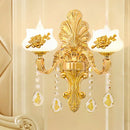 Modern gold crystal droplet wall mount light bedroom sconce