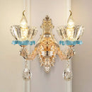 Modern gold crystal droplet wall mount light bedroom sconce