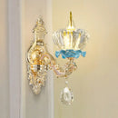 Modern gold crystal droplet wall mount light bedroom sconce