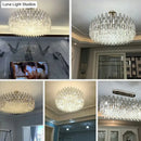 Modern gold crystal drum pendant light for living room