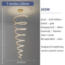 Modern gold crystal duplex ring pendant light dining room chandelier