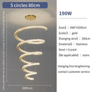 Modern gold crystal duplex ring pendant light dining room chandelier