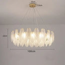 Modern gold crystal feather chandelier living room pendant light
