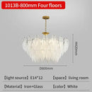 Modern gold crystal feather chandelier living room pendant light