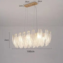 Modern gold crystal feather chandelier living room pendant light
