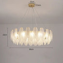 Modern gold crystal feather chandelier living room pendant light