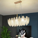 Modern gold crystal feather chandelier living room pendant light