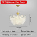 Modern gold crystal feather chandelier living room pendant light