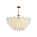 Modern gold crystal feather chandelier living room pendant light