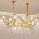 Modern gold crystal floral light fixture dining room pendant lamp