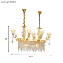 Modern gold crystal floral light fixture dining room pendant lamp
