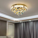Modern gold crystal flower led ceiling light living room decor