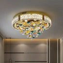 Modern gold crystal flower led ceiling light living room decor
