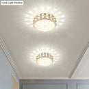 Modern gold crystal flush mount ceiling light for passageway