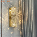 Modern gold crystal glass wall sconce for bedroom warm glow light