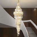 Modern gold crystal hollow chandelier living room cascading light
