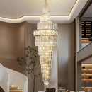 Modern gold crystal hollow chandelier living room cascading light