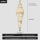 Modern gold crystal hollow chandelier living room cascading light