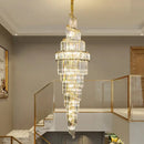 Modern gold crystal hollow chandelier living room cascading light
