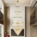 Modern gold crystal hollow long chandelier villa hall lighting