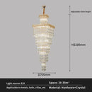 Modern gold crystal hollow stair chandelier staircase light