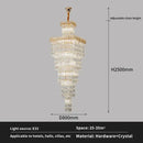 Modern gold crystal hollow stair chandelier staircase light