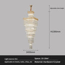 Modern gold crystal hollow stair chandelier staircase light