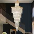 Modern gold crystal hollow stair chandelier staircase light