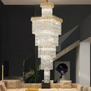 Modern gold crystal hollow stair chandelier staircase light