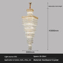 Modern gold crystal hollow stair chandelier staircase light