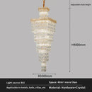 Modern gold crystal hollow stair chandelier staircase light