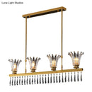 Modern gold crystal island light kitchen four bulb fixture
