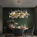 Modern gold crystal leaf branch chandelier dining room light