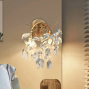 Modern gold crystal leaf light fixture porch wall sconce