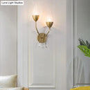 Modern gold crystal leaf wall sconce bedroom light