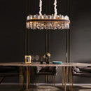 Modern gold crystal leather chandelier living room led light