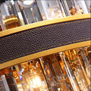 Modern gold crystal leather chandelier living room led light
