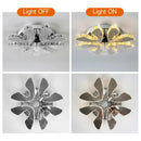 Modern gold crystal led ceiling fan for living room
